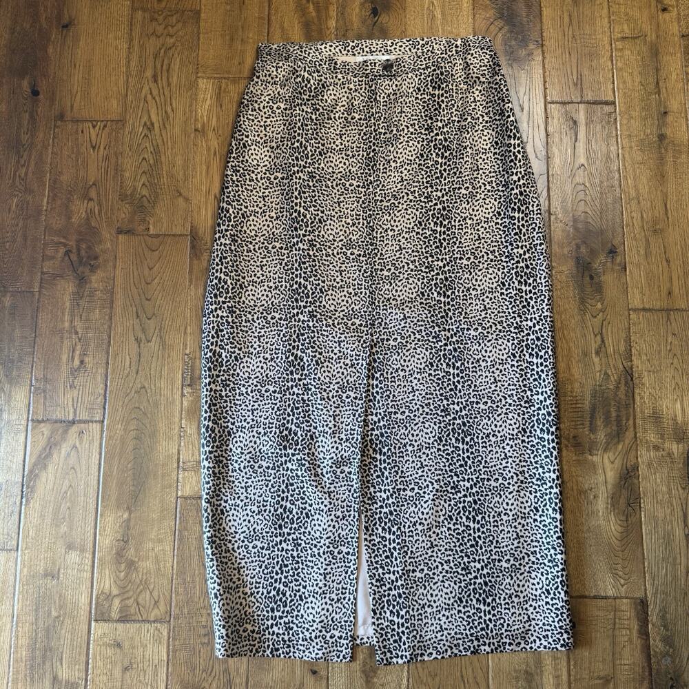 VTG Vera Cristina Suit Skirt Womens Sz 16 100% Silk Cheetah Print Skirt Blazer - Picture 2 of 7